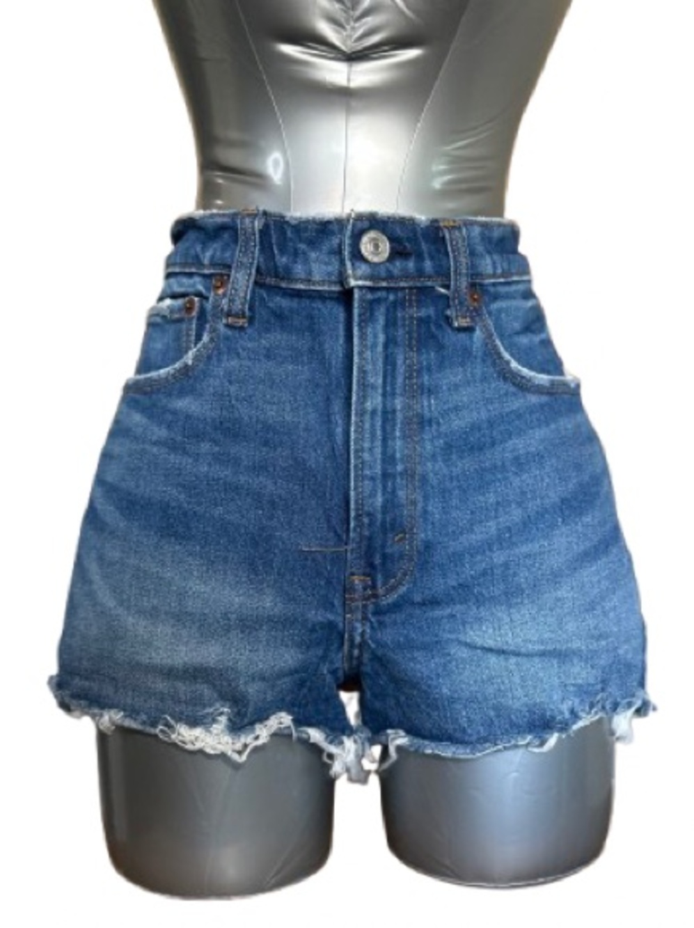 Abercrombie & Fitch High-Waist Blue Denim Cutoff Shorts